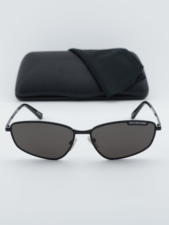 Balenciaga BB0277S 001 Unisex Rectangle Sunglasses - Black / Grey